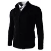 Chandails pour hommes hommes automne et hiver solide attacher chaud cardigan tricoté porte-manteau en bois chef hommes manteaux à manches courtes pour long