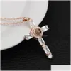 Pendant Necklaces Fashion Jewelry Ornaments Projection Necklace Diamond Pendants Words Cross Drop Delivery Dh2T5