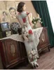 Ubranie etniczne Summer Chin Chinese's Tradycyjna niebieska niebieska sukienka Cheongsam Flower Commuter Długi elegancki kostium Koronkowy Nowoczesny Qipao