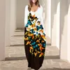 Casual Dresses Women Autumn Print Stitching Flower Long Party Dress 2023 Elegant Sexy Woman Maxi Femme Long-Sleeve