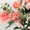 장식용 꽃 Zerolife Silk Dahlia bouquet 홈 테이블 꽃병 1 묶음 12 머리 가짜 꽃 결혼식 거실 공급 인공 장식