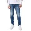 Mäns jeans 2023 Autumn Wash Distress Retro High Stretch Slim Fit Men's Casual Leggings Trendy Pencil Pants for Men