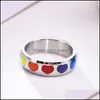 Pierścienie klastra moda Rainbow Love Heart Pierścień dla kobiet stal nierdzewna kobieca biżuteria ślubna 3753 Q2 Drop dostawa DHV7C