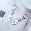Keychains 2 Pcs-Set Trendy Friends Keychain Love Heart Crystal Key Chain Family Zinc Alloy Couples Party Jewelry Accessories Gift