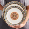 Plates European Style Ceramic Bohemian Dinner Plate Creative Hand Painted Dessert Fruit Household Shallow Steak Dish Tableware