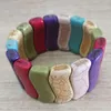 Bangle Multicolor Gemstone Pärled Sträcka för Women Man Jewets Gifts Turkoises Stone Pärlor Armband Charm 7 "TK1720