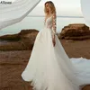 Boho 3d Çiçek aplike edilmiş dantel denizkızı gelinlik, çıkarılabilir etek ile şeffaf boyun seksi sırtsız plaj ülke gelinlikleri kadınlar için artı boyutu vestidos cl1741