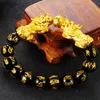 STRAND kralen strengen puur koper dubbele pixiu feng shui cadeau obsidiaan armband voor man en vrouwen handgemaakt goed geluk amulet Jewellery Beaded