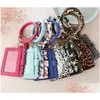 Party Favor Leopard Print Pu Leather Tassel Pendant Bracelet Ladies Keychain Wallet Mobile Phone Bag Card Package Business Drop Deli Dh4Qp