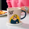 ボウルレトロな漫画セラミックカップ家庭用朝食クリエイティブカップルマグガールズパーソナリティ卸売