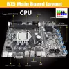 Материнские платы AU42 -B75 Mining Matning Motherboard LGA1155 12xpcie к USB -адаптеру G620 ЦП MSATA SSD 128G CABLE B75 BTC Miner