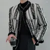 Jaquetas masculinas caem coloros vintage contrastantes xadrez de retalhos xadrez de bombardeiro coreano club de roupas sociais roupas masculinas espessadas