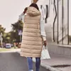 Giacche da donna Gilet invernale lungo da donna con cappuccio senza maniche caldo piumino tasche giacca trapuntata da esterno