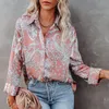 Women's Blouses & Shirts Short Front Long Back Fashion Woman 2023 Stand Collar Sleeve Shirt 2 Colors Printed Singe-breasted Leisure BlousesW