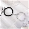 Lien Chaîne 2 Pcs Creative Aimant Attirer Couple Charme Bracelets Bon Ami Amant 8 Mm Perles De Pierre Naturelle À La Main Tressé Corde Tissé Dhnz1