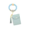 Party Favor Ups Sile Bead Bracelet Solid Color Card Bag Key Chain Wallet Leather Tassel Mti Slot Change Drop Delivery Home Garden Fe Dhgin