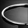 Cuff 925 Sterling Solid Sier Bracelet Fashion Personality Simple Smooth Bangles For Women Wedding Engagement Jewelry 1245 T2 Drop De Dh95V