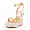 Heellover Handmade Women Summer Sandalen Wedges Heels Open teen Mooi oranje groene casual schoenen Ladies US Maat 5-13