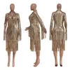 Kadın Ceketleri Zoctuo Kadın Pekalı Ceket 2023 Sıradan Püskül Sequin Katı Y2K Uzun Ceket Out Club Ladies Gümüş Yansıtıcı