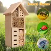 أقفاص الطيور الحشرات الخشبية Bee Butterfly House Bug Bug Room El Shelter Garden Decoration أعشاش الحشرات في الهواء الطلق 230130