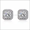 Stud Crystals Earrings Luxury Jewelry Female Crystal Zircon Stone Vintage For Women Gold Sier Earring Drop Delivery Dhcya