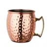 Tasses 304 Tasse En Acier Inoxydable Cocktail Verre Bière Steins 500 ML Ponçage Moscou Mule Tasse Cuivre Placage Thé Lait Eau