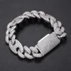 Mens Bling Bracelet 20 mm 7/8/9 inch geel wit goud vergulde CZ Cubaanse armbanden ketting voor mannen mooi geschenk