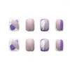 False Nails High Quality Glossy Short Taro Purple French Press On For Women Girls Removable Save Time Finished Piece