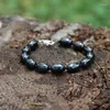 Strand Obsidian Bracelet With Oval Beads For EMF Protection // Natural Black Stone Crystal Jewelry