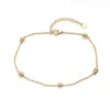 Fußkettchen 1 PC Fashion Edelstahl Fachketting Goldfarbe für Fuß -Knöchelarmbänder für Frauen Männer Beinkette Schmuck Geschenk 23,5 cm - 22 cm lang