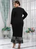 Plus size Dresses TOLEEN Clearance Price Women's Size Large Maxi Chic Elegant Black Long Sleeve Evening Party Festival Clothing 230130