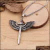 Pendentif Colliers Ailes Et Épée Collier Pendentifs Punk Jewelrymens Bonne Qualité Hip Hop En Gros Dh Drop Delivery Jewelry Dhqks