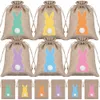 24pcs Easter Bunny Burlap Candy Bags With Drawstring Rabbit Linen Storage Bags Easter Party Favors Decoration Gift Packaging Bag FY5654 ss0130