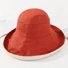 Sombreros de ala ancha de Panamá coreano, cubo de gran tamaño, sombrero de sol de lona para mujer, gorra de playa para exteriores, protección UV grande, sombrero flexible plegable