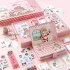 Notatniki Kawaii Notebook Box Zestaw papiery papierniczy Śliczne fioletowe różowe dziennik budżet dziennik i waszy