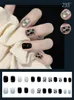 Unghie finte 24PCS Toppa per unghie con strass lucido Durevole e traspirante Stile dolce rimovibile Tipo di colla per manicure a breve paragrafo