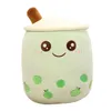 Kawaii liten tecknad bubbla te cup peluche leksaker rolig boba kudde fylld mjuk jordgubbe panda mjölk te kudde baby present tt0130