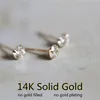 Stud GOLDtutu 14k Solid Gold Crystal Earring Mini sierlijke minimale eenvoudige stijl cadeau kleine oorbellen voor vrouwen sieraden 230130