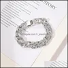 Цепочка звенья мужские хип -хоп Bling Gold Bracelets Diamond Jewelry Mice Out Miami Cuban Link Bracelet 1272 B3 Drop Delief Dhpa6