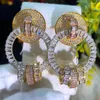 Studörhängen Siscathy Fashion Statement Geometry Circles Drop Earring For Women Wedding Party Dubai Bridal Jewelry Boucle