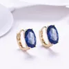 Hoop kolczyki MXGXFAM Style Księżniczki Owalny Królewski Blue Cyrron for Women Fashion Biżuter