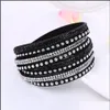 Link Chain Fashion Long Leather Bangle Bracelet Handmade Mticolor Charms Diamond Necklace For Women Trendy Jewelry Gift Y Drop Deli Dhaef