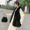 여자 조끼 모피 외부웨어 gilet 2023 겨울 여성 코트 따뜻한 양복 조끼 조끼 재킷 대형 크기 소매 소매
