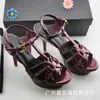 YHEELS Cowhide with Round Head Open Toe Fish Mouth High Heels Thin Heels Water Platform Roman Sandals Show 230116