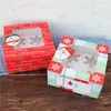 Geschenkomschakeling 10 stks Merry Christmas Cupcake Boxes Nougat Chocoladetaart Decoreren Sprogramma's Event feest Diy Handmade pakket