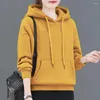 Kadın Hoodies Bahar Sonbahar Tarzı Kadınlar Pamuk Gevşek Hoodie Yaka Mektubu Baskılı Çizim İpi Uzun Kollu Sweatshirt 4019