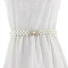 Belts Full Pearl Elastic Waist Chain Fashion Rhinestone Girdle Bowknot Flower Buckle Waistband Ladies Dress Stretchy Beads Belt