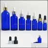 Storage Bottles Jars 20Pcs 100Ml 50Ml 30Ml 20Ml 15Ml 10Ml 5Ml Empty Blue Glass Dropper Bottle E Liquid Essential Oil Cosmetic Cont Otbo8