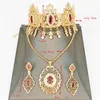 Brincos de decote Conjunto de jóias de casamento Argélia Coroa de noiva pendente banheira de ouro Presentes de metal de corte árabe para mulheres