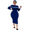 Plus size Dresses XL5XL fall clothes for women plus dresses sexy rib Offtheshoulder stitching long sleeves dress Wholesale dropshopping 230130